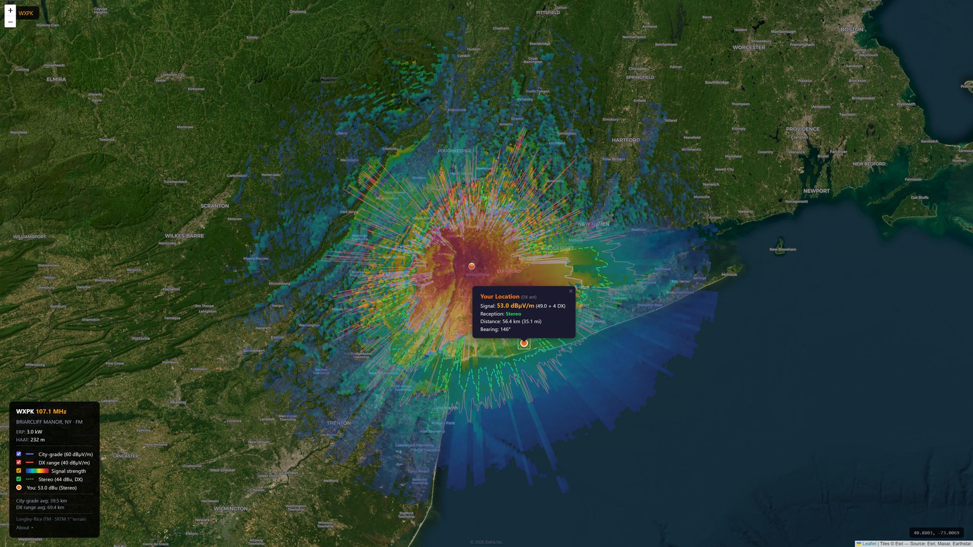 Local Frequency Map FM Radio Coverage Maps & DX Tools — 70,000+ AM, FM, TV Stations | dxtra.com